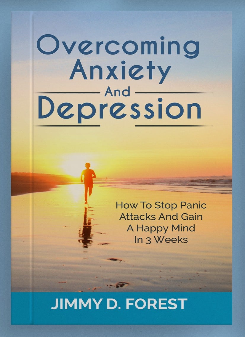 Book cover for Overcoming Anxiety and Depression with a runner on a beach at sunrise