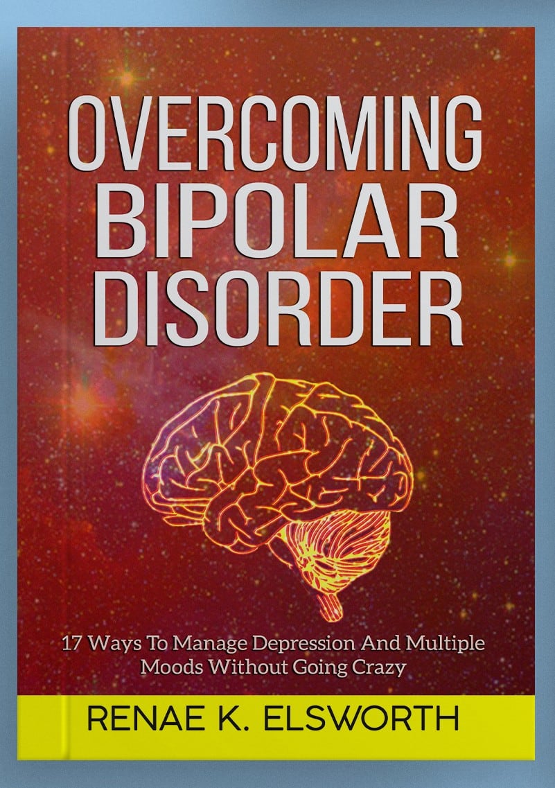 Book cover for Overcoming Bipolar Disorder by Renae K. Elsworth with a glowing brain illustration